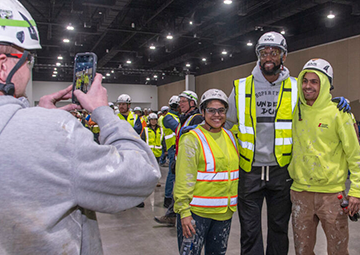 Milwaukee Bucks superstar pays a visit to the Baird Center expansion